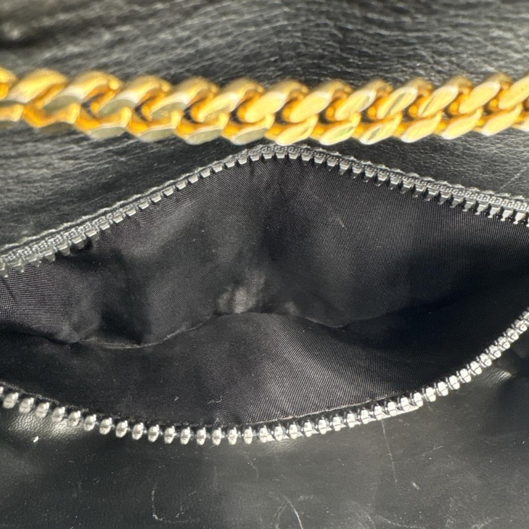 CELINE Shoulder Bag Purse Macadam Chain Black Authentic
