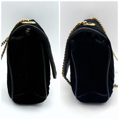 CELINE Shoulder Bag Purse Macadam Chain Black Authentic