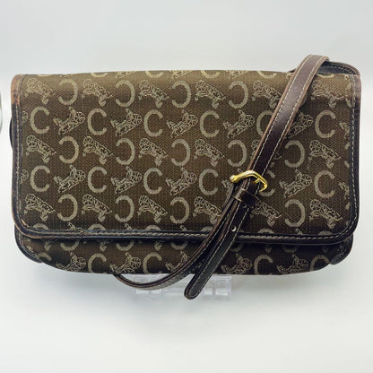 CELINE Shoulder Bag Purse Horse carriage Brown Authentic