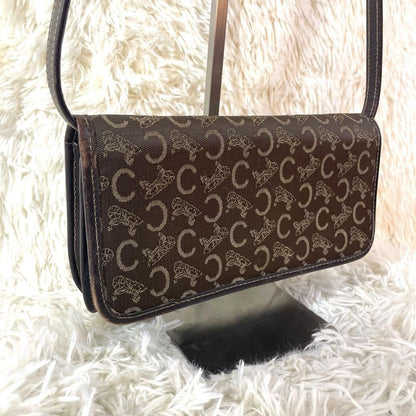 CELINE Shoulder Bag Purse Horse carriage Brown Authentic