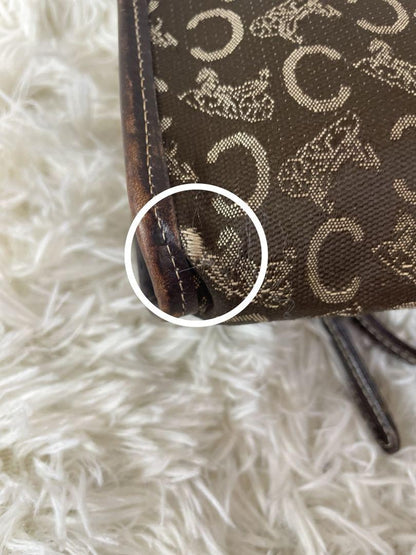 CELINE Shoulder Bag Purse Horse carriage Brown Authentic