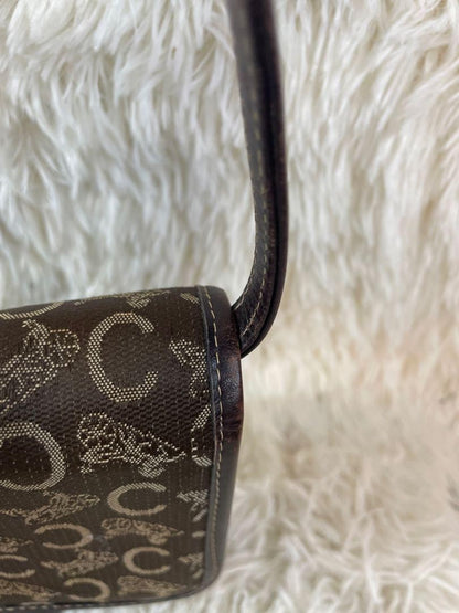CELINE Shoulder Bag Purse Horse carriage Brown Authentic