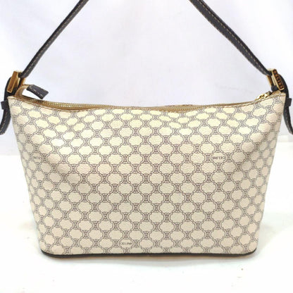 CELINE Accessory Pouch Hand Pouch Macadam Leather PVC White Authentic