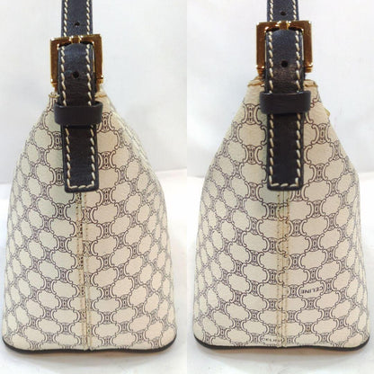 CELINE Accessory Pouch Hand Pouch Macadam Leather PVC White Authentic