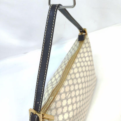 CELINE Accessory Pouch Hand Pouch Macadam Leather PVC White Authentic