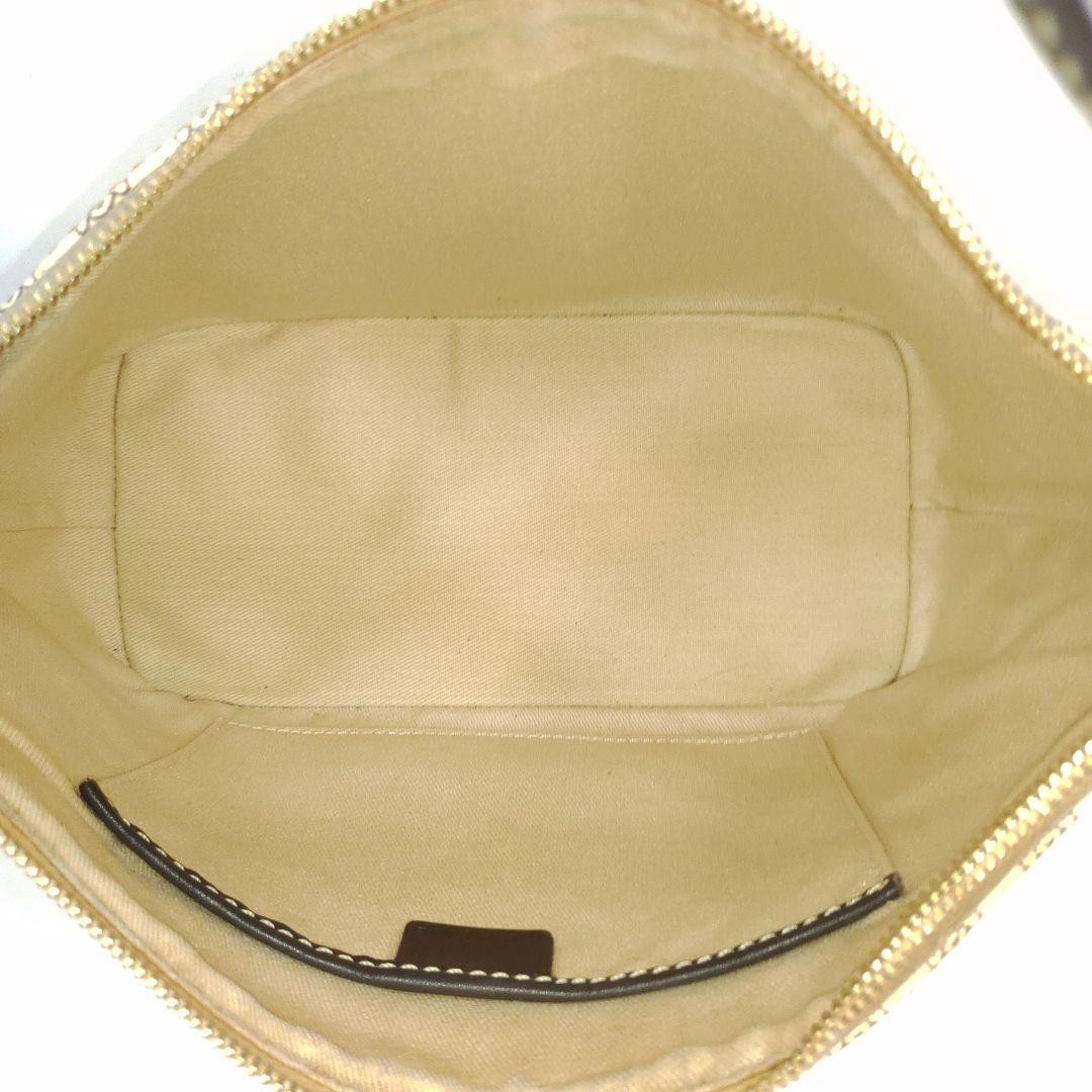 CELINE Accessory Pouch Hand Pouch Macadam Leather PVC White Authentic