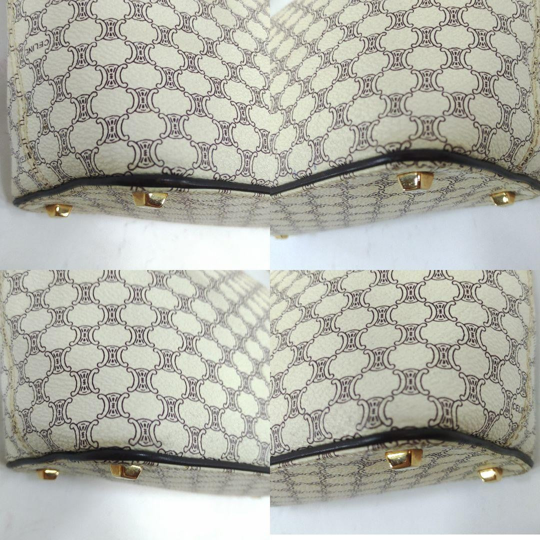 CELINE Accessory Pouch Hand Pouch Macadam Leather PVC White Authentic