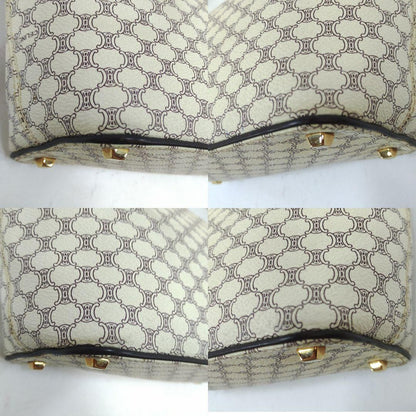 CELINE Accessory Pouch Hand Pouch Macadam Leather PVC White Authentic