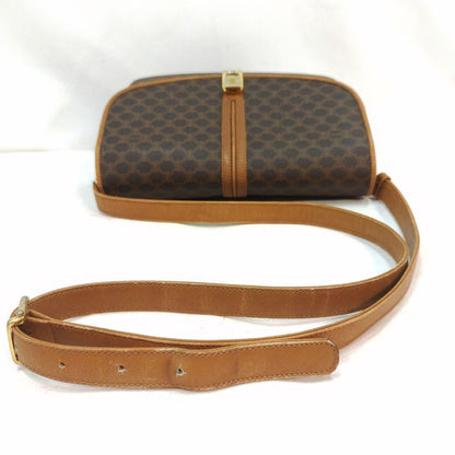 CELINE Shoulder Bag Purse Macadam Leather PVC Brown Authentic