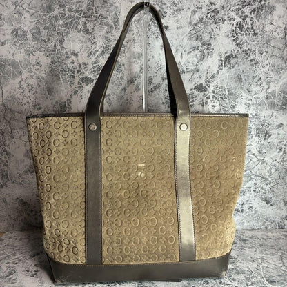 CELINE Hand Bag Tote Purse C Macadam Suede Authentic