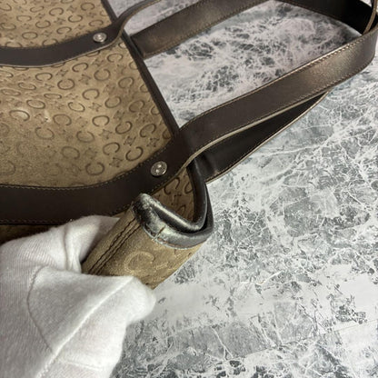 CELINE Hand Bag Tote Purse C Macadam Suede Authentic