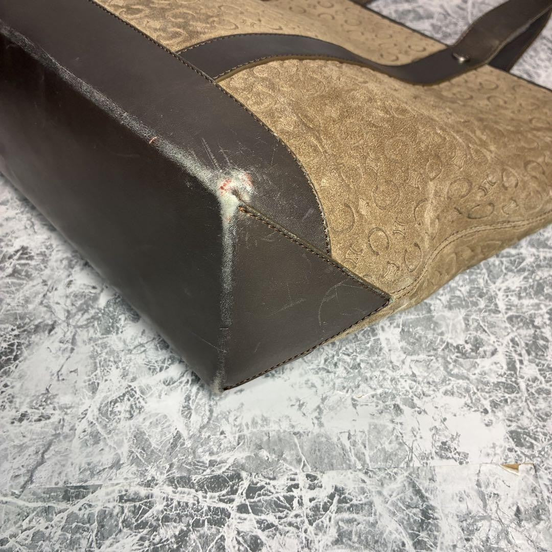 CELINE Hand Bag Tote Purse C Macadam Suede Authentic