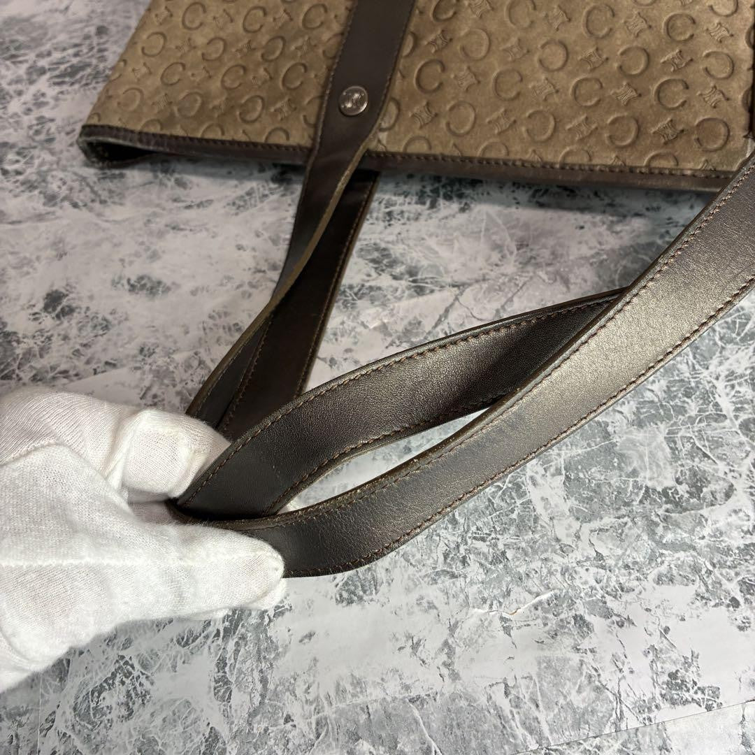 CELINE Hand Bag Tote Purse C Macadam Suede Authentic