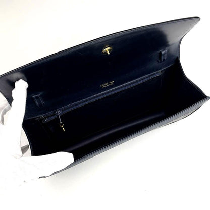 CELINE Shoulder Bag Purse Horse carriage Canvas Leather Navy Authentic