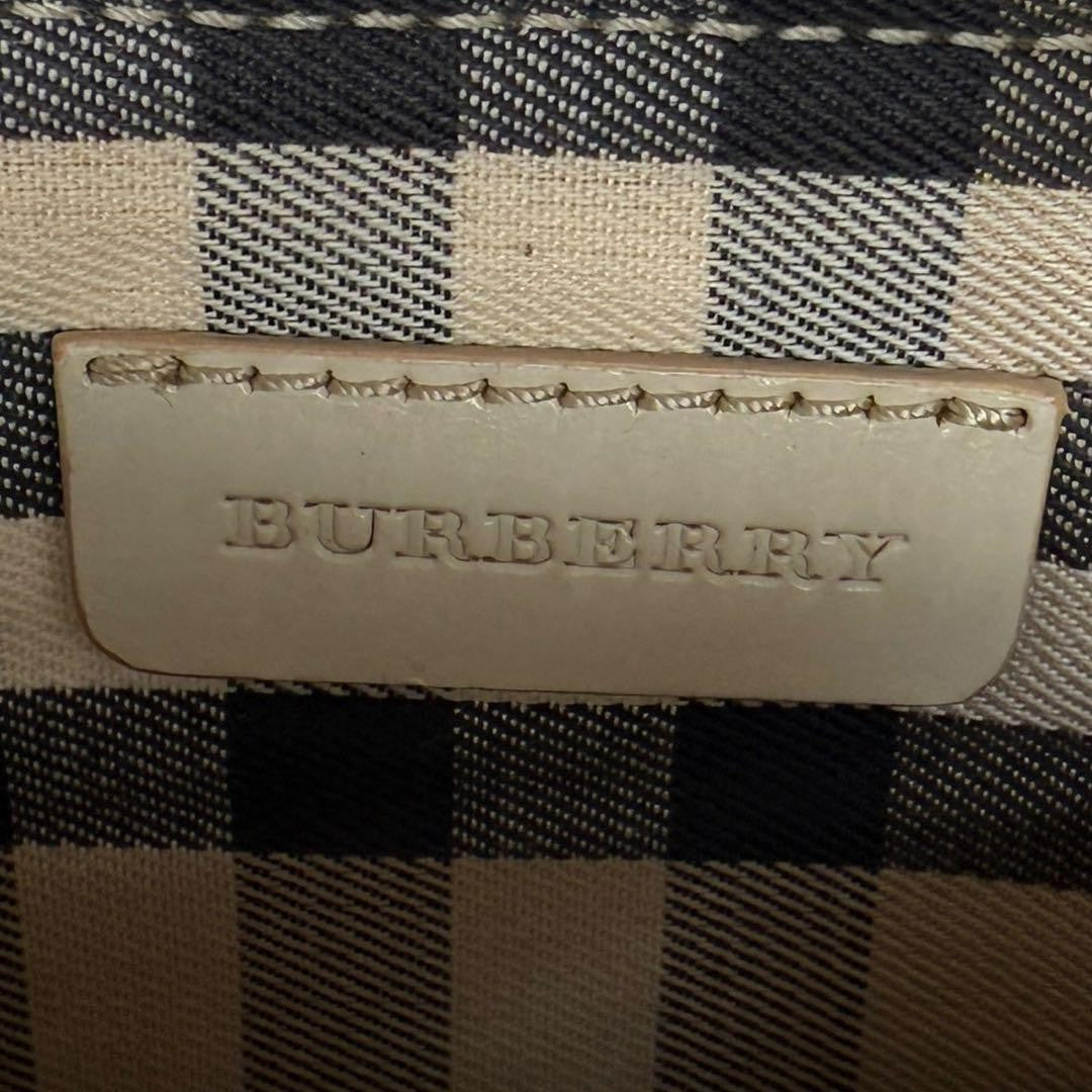 BURBERRY Shoulder Bag Purse Nova Check Leather Beige Authentic