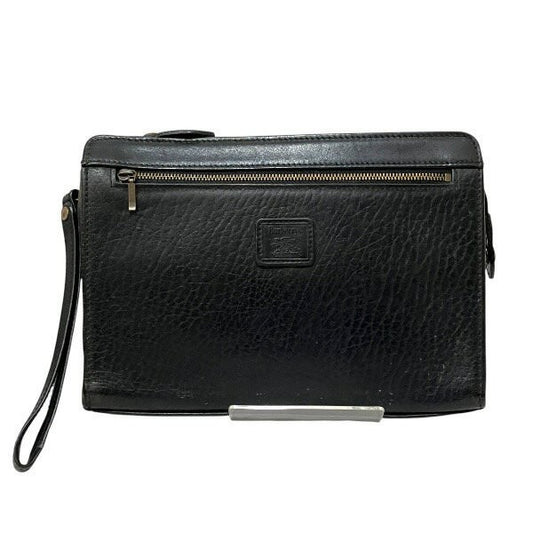 BURBERRY Second Bag Nova Check Leather Black Authentic