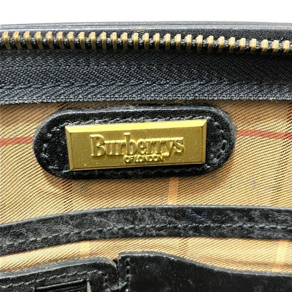 BURBERRY Second Bag Nova Check Leather Black Authentic