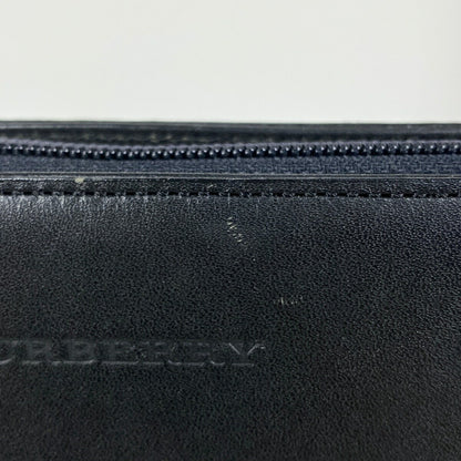 BURBERRY Shoulder Bag Purse Logo Suede Leather Black Authentic