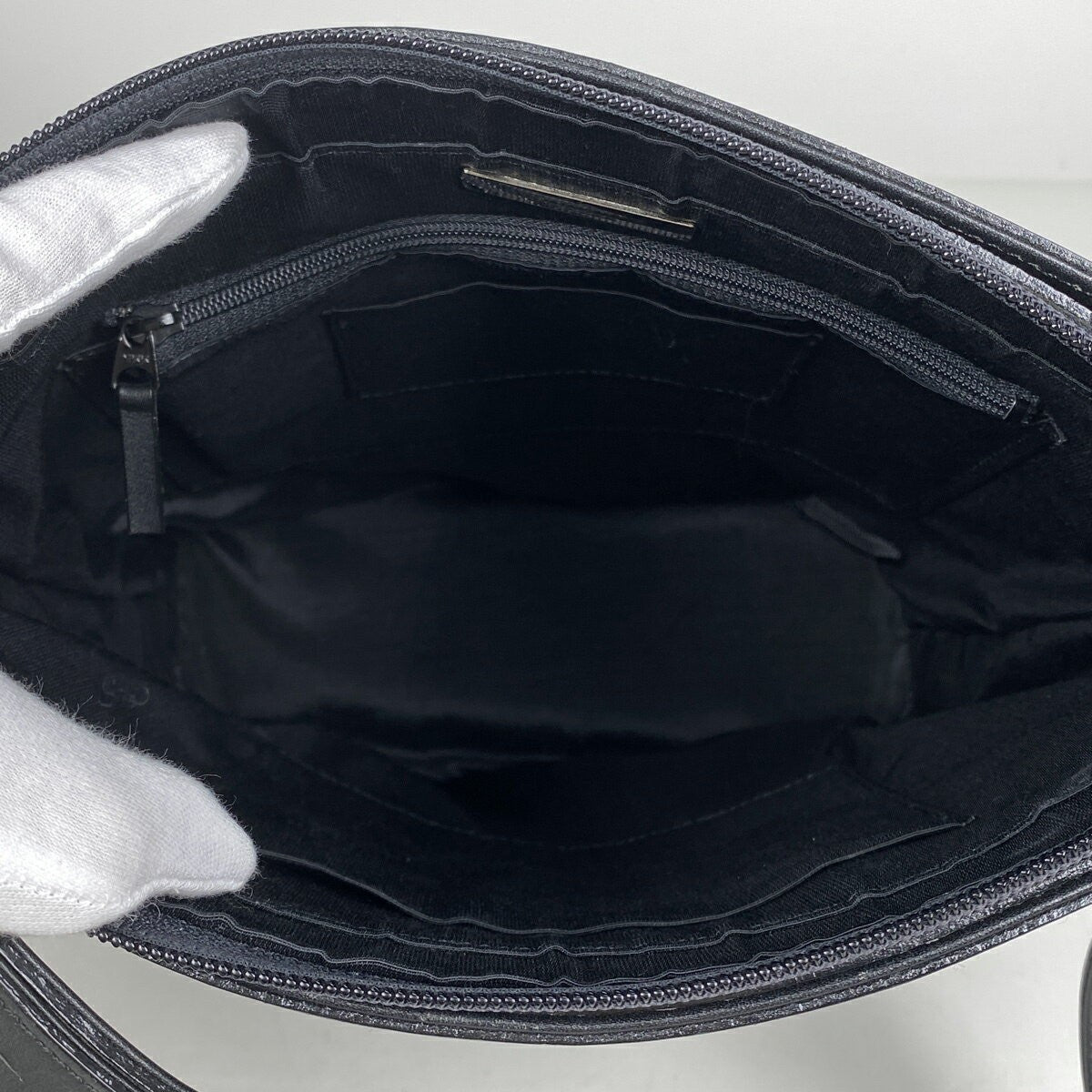 BURBERRY Shoulder Bag Purse Logo Suede Leather Black Authentic