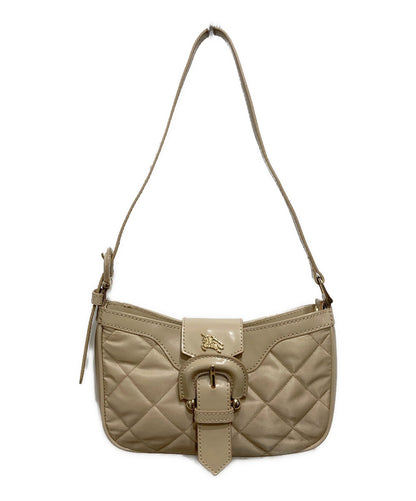 BURBERRY LONDON Hand Bag Tote Purse Quilting Logo Beige Authentic