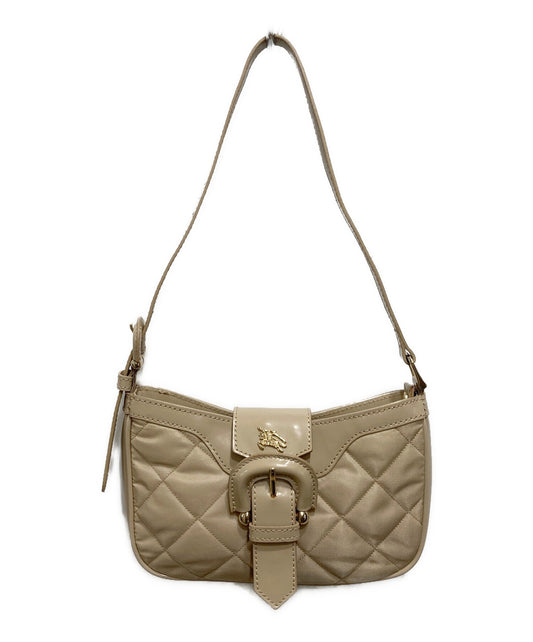 BURBERRY LONDON Hand Bag Tote Purse Quilting Logo Beige Authentic