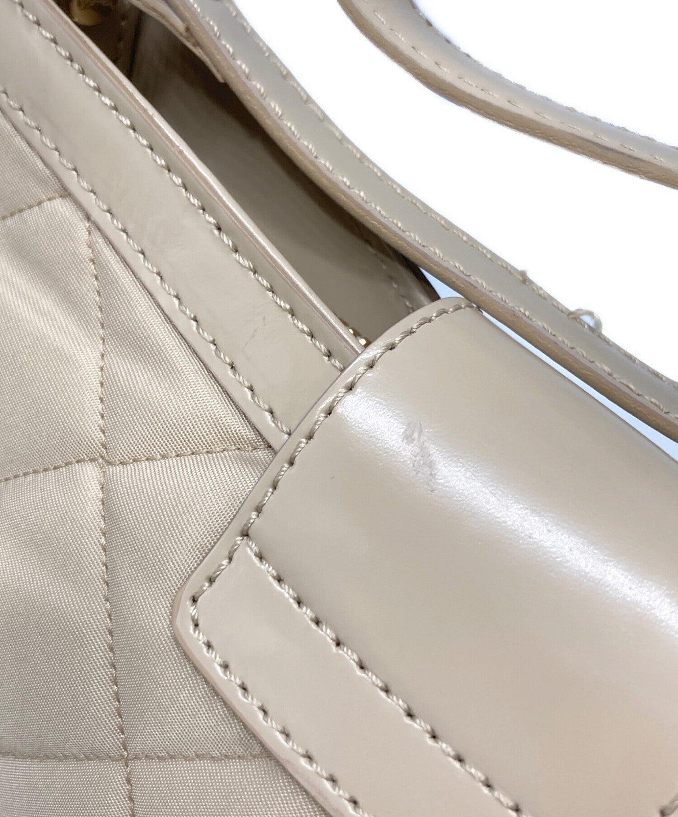 BURBERRY LONDON Hand Bag Tote Purse Quilting Logo Beige Authentic