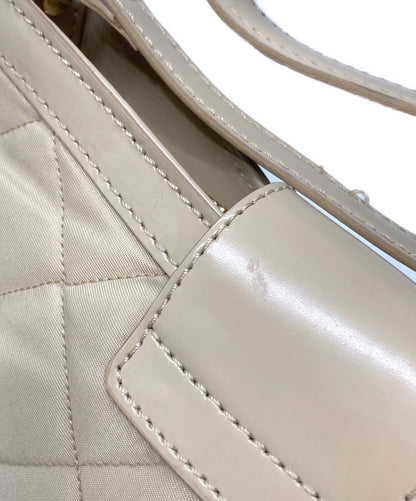 BURBERRY LONDON Hand Bag Tote Purse Quilting Logo Beige Authentic