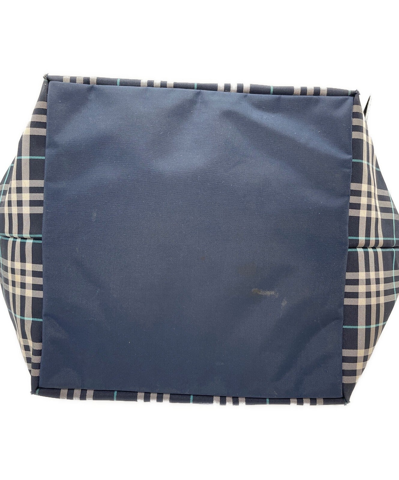 BURBERRY BLUE LABEL Hand Bag Tote Purse Nova Check Nylon Navy Authentic