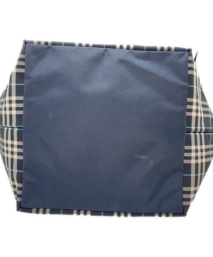 BURBERRY BLUE LABEL Hand Bag Tote Purse Nova Check Nylon Navy Authentic