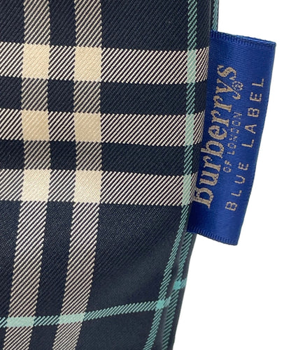 BURBERRY BLUE LABEL Hand Bag Tote Purse Nova Check Nylon Navy Authentic