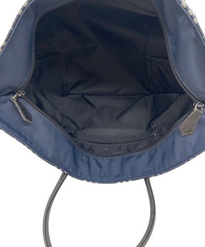 BURBERRY BLUE LABEL Hand Bag Tote Purse Nova Check Nylon Navy Authentic