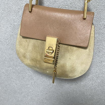 Chloe Shoulder Bag Purse Drew Camel Brown Authentic
