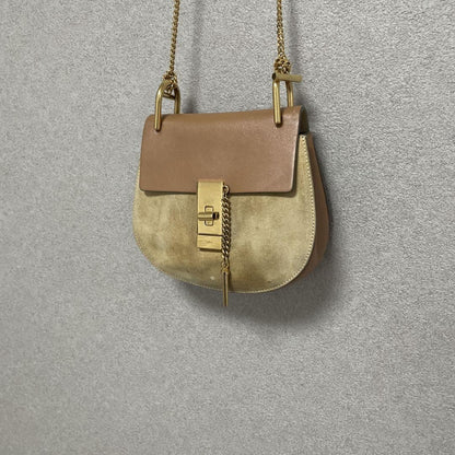 Chloe Shoulder Bag Purse Drew Camel Brown Authentic