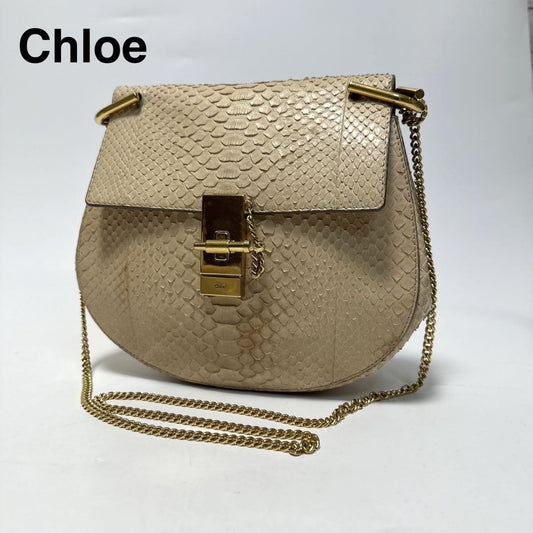Chloe Shoulder Bag Purse Drew Leather Beige Ivory Authentic