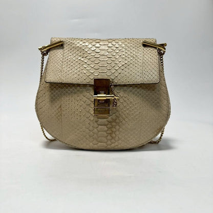 Chloe Shoulder Bag Purse Drew Leather Beige Ivory Authentic
