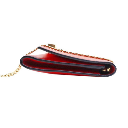 Chloe Shoulder Bag Purse Clutch Bag Second Bag Chain Leather Red Authentic