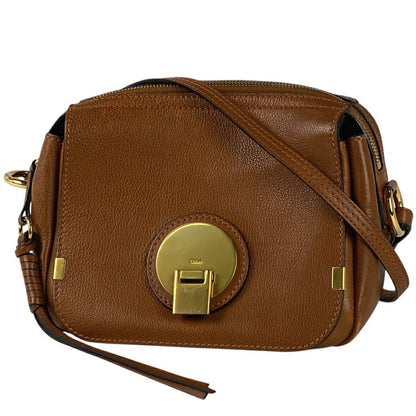 Chloe Shoulder Bag Purse 2way Logo Leather Brown Authentic