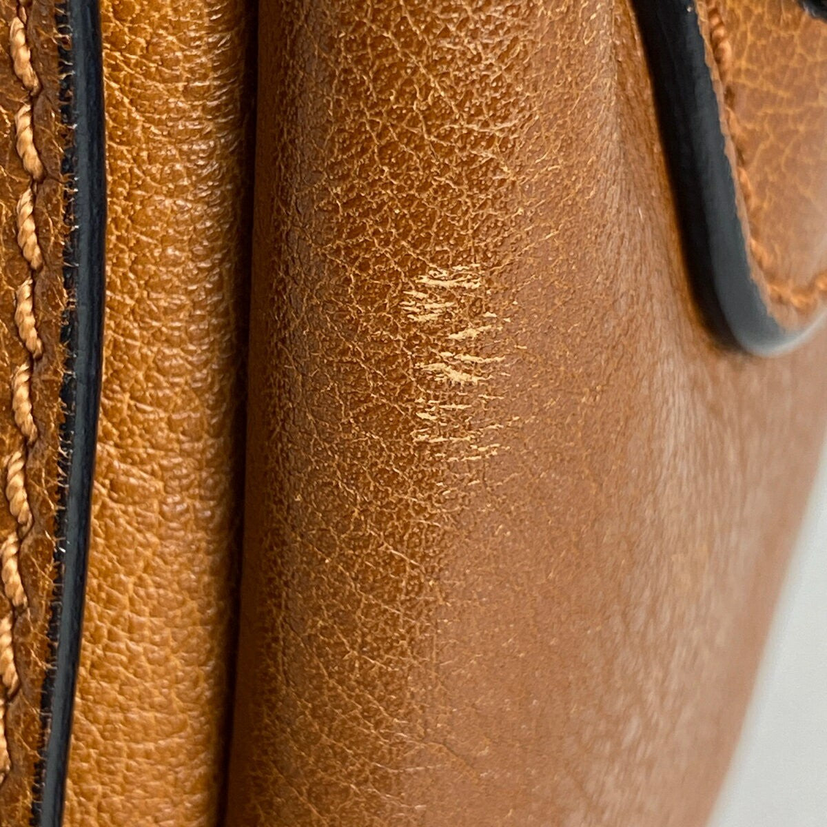 Chloe Shoulder Bag Purse 2way Logo Leather Brown Authentic