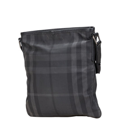 BURBERRY Shoulder Bag Purse Nova Check Nylon Leather Black Authentic