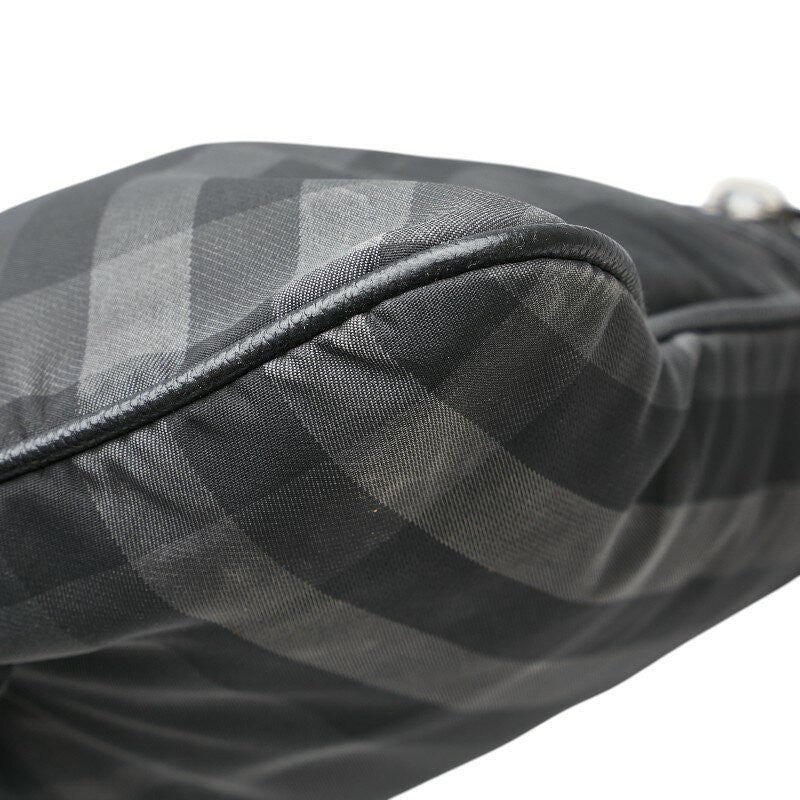 BURBERRY Shoulder Bag Purse Nova Check Nylon Leather Black Authentic