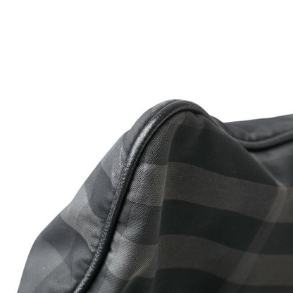 BURBERRY Shoulder Bag Purse Nova Check Nylon Leather Black Authentic
