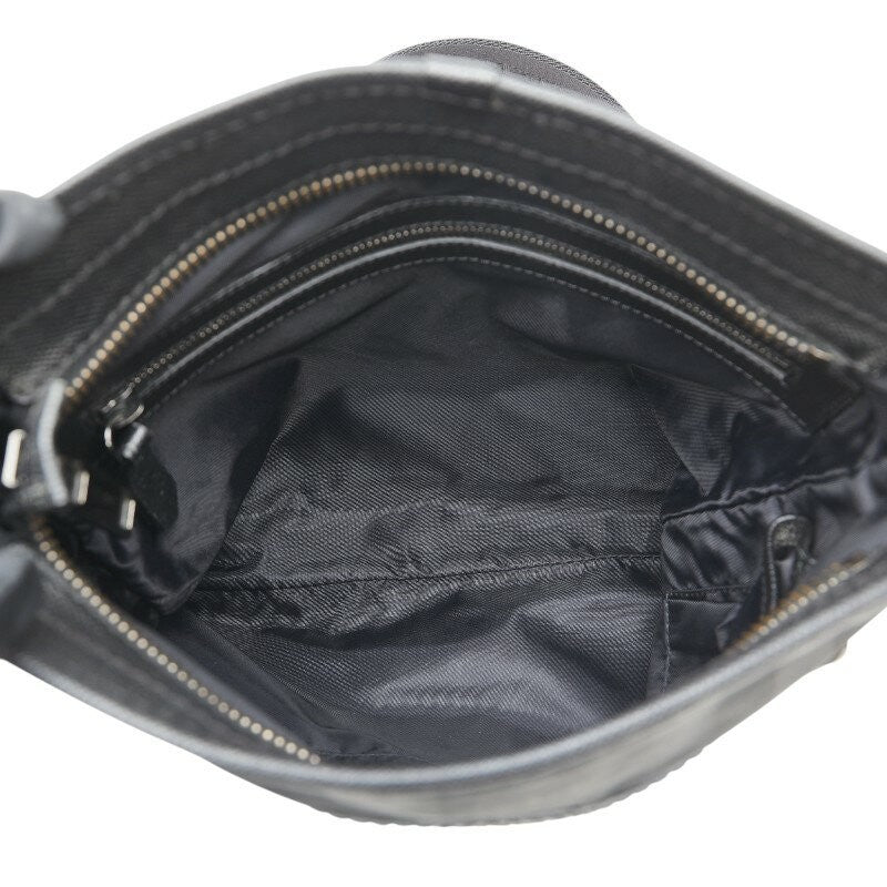 BURBERRY Shoulder Bag Purse Nova Check Nylon Leather Black Authentic
