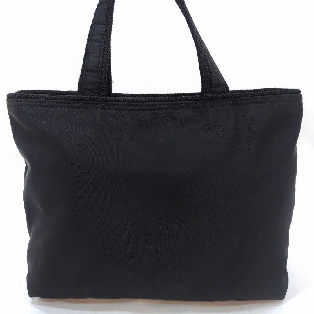 PRADA Hand Shoulder Bag Tote Purse 2way Logo Ribbon Nylon Black Authentic