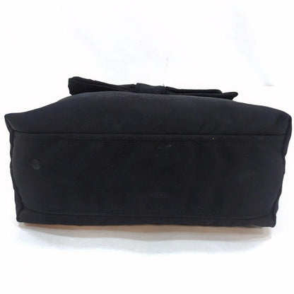 PRADA Hand Shoulder Bag Tote Purse 2way Logo Ribbon Nylon Black Authentic