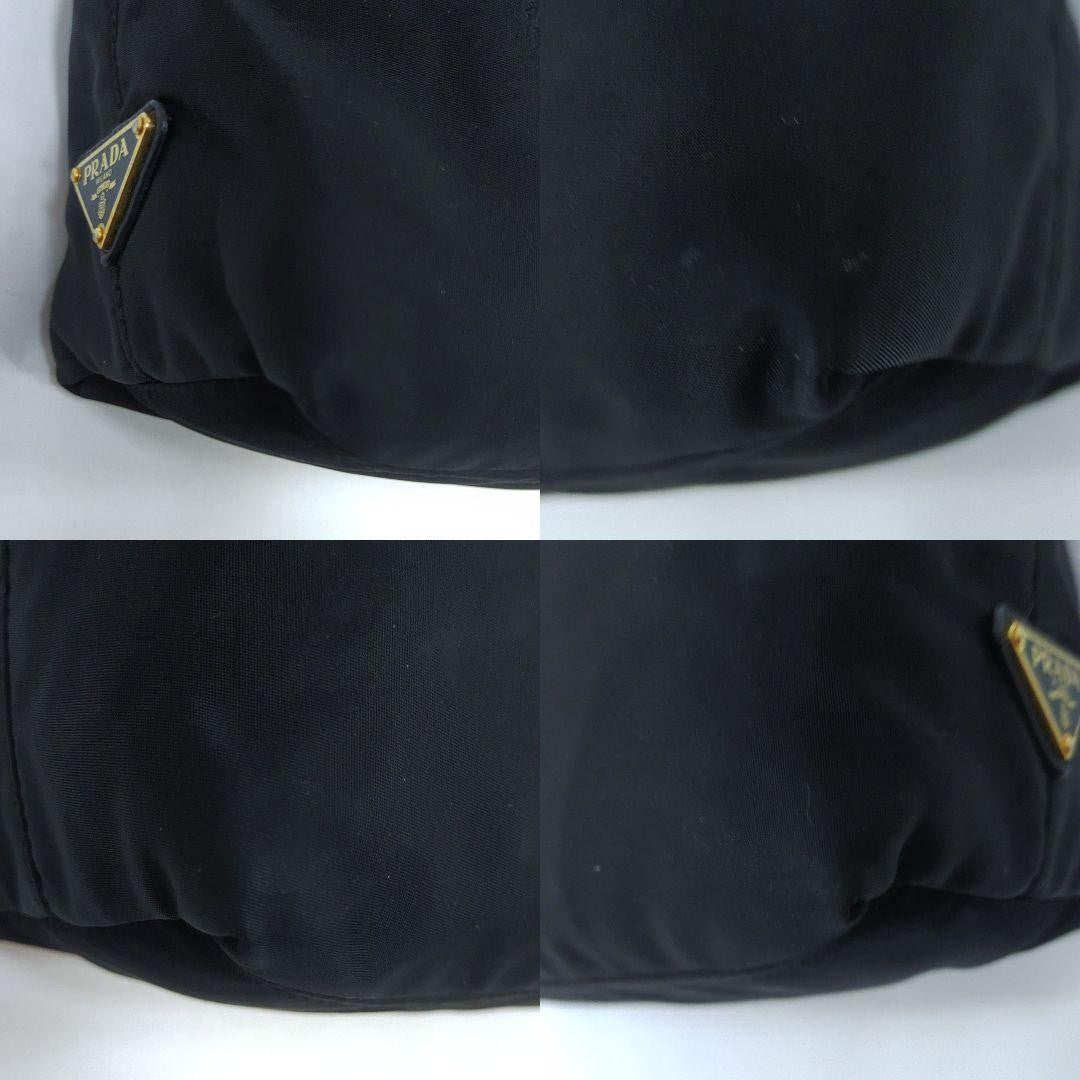 PRADA Hand Shoulder Bag Tote Purse 2way Logo Ribbon Nylon Black Authentic