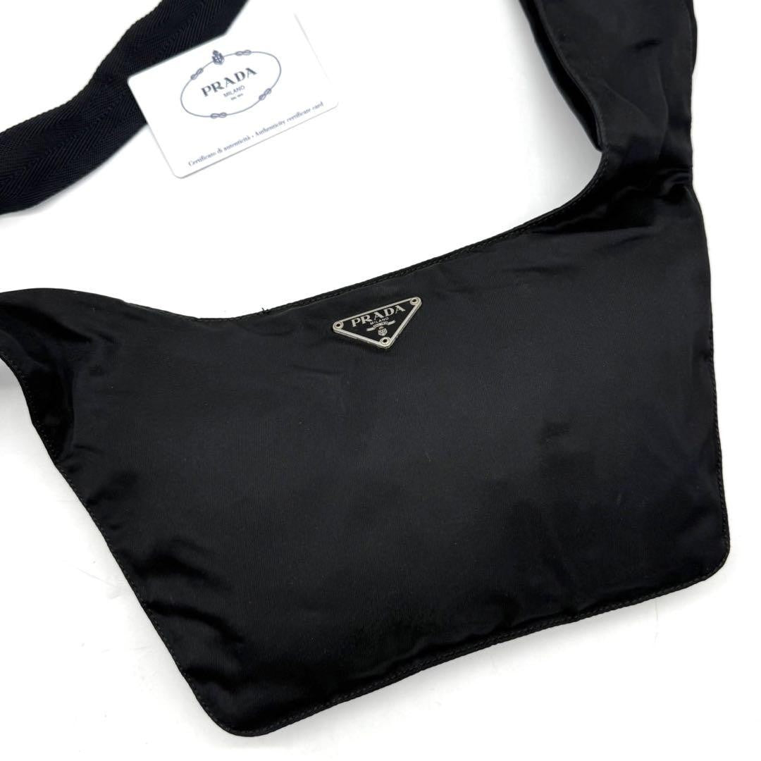 PRADA Body Bag Waist Pouch Logo Nylon Black Authentic