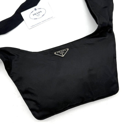 PRADA Body Bag Waist Pouch Logo Nylon Black Authentic