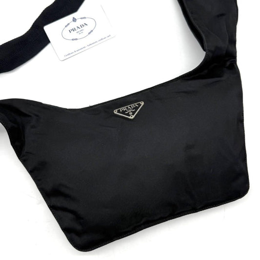 PRADA Body Bag Waist Pouch Logo Nylon Black Authentic