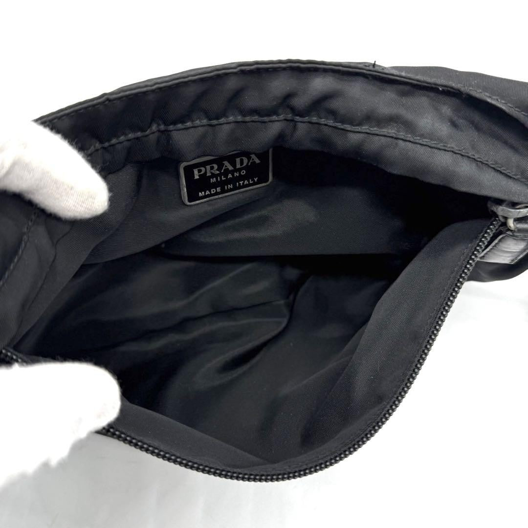 PRADA Body Bag Waist Pouch Logo Nylon Black Authentic