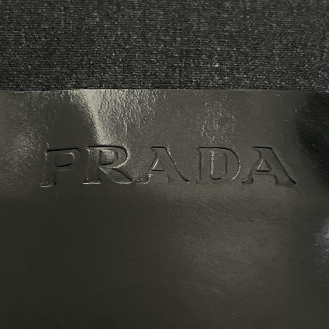 PRADA Hand Shoulder Bag Tote Purse Patent Leather Nylon Black Authentic